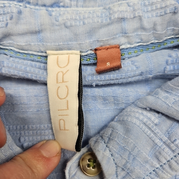 Pilcro by Anthro Theresa Lace Up Button Down Shirt Small Blue - Picture 3 of 14